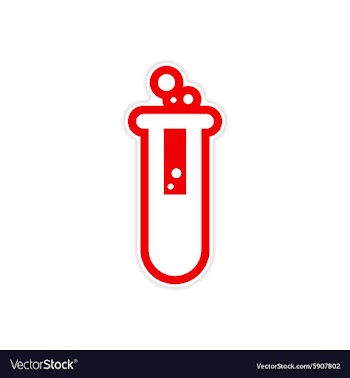 Sticker flask with substance as logo or icon of vector image
