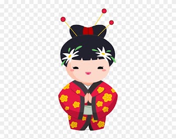 Sticker Geisha, Stickers Pas Cher, Autocollant Asie, - Japanese Girl In Kimono Cartoon