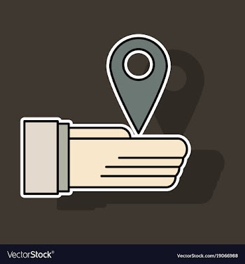 Sticker geolocation bar sign hand holds city map vector image