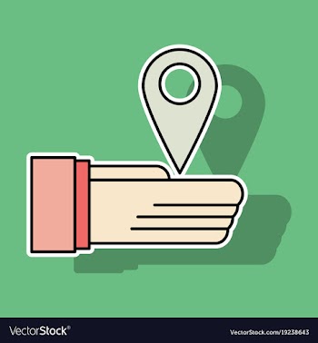 Sticker geolocation bar sign hand holds city map vector image