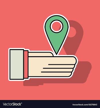 Sticker geolocation bar sign hand holds city map vector image
