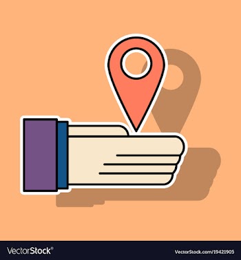 Sticker geolocation bar sign hand holds city map vector image