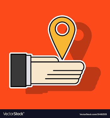 Sticker geolocation bar sign hand holds city map vector image