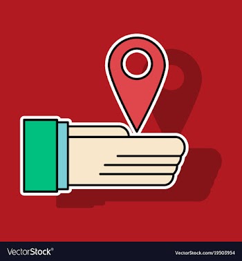 Sticker geolocation bar sign hand holds city map vector image