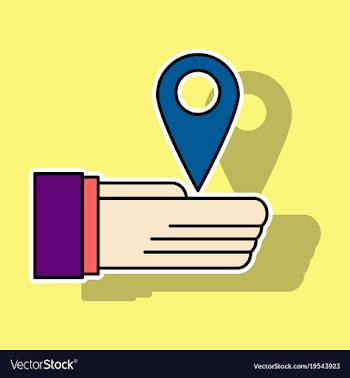Sticker geolocation bar sign hand holds city map vector image