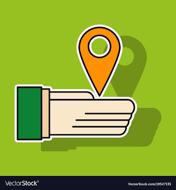 Sticker geolocation bar sign hand holds city map vector image