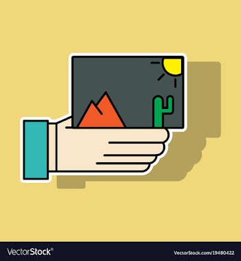 Sticker hand holds photos icon multimedia photo vector image
