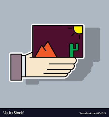 Sticker hand holds photos icon multimedia photo vector image