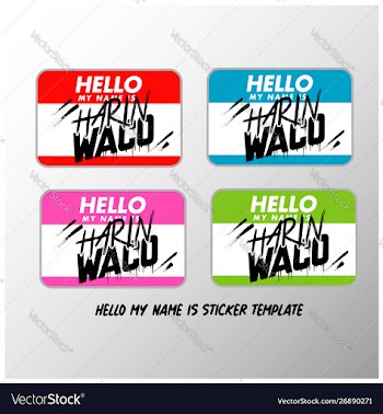 Sticker hello my name template vector image