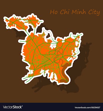 Sticker ho chi minh city administrative map vector image