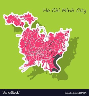 Sticker ho chi minh city administrative map vector image