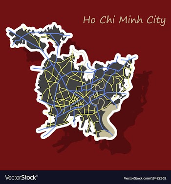 Sticker ho chi minh city administrative map vector image