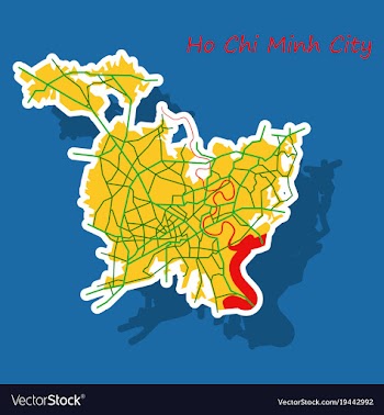 Sticker ho chi minh city administrative map vector image