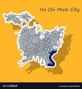 Sticker ho chi minh city administrative map vector image
