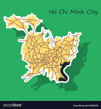Sticker ho chi minh city administrative map vector image