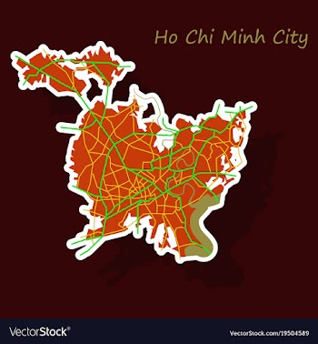 Sticker ho chi minh city administrative map vector image