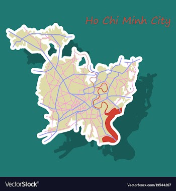 Sticker ho chi minh city administrative map vector image