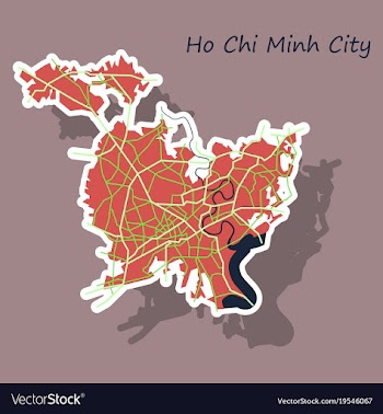 Sticker ho chi minh city administrative map vector image