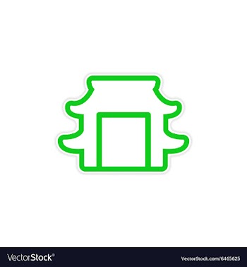 Sticker Japanese arch vector image
