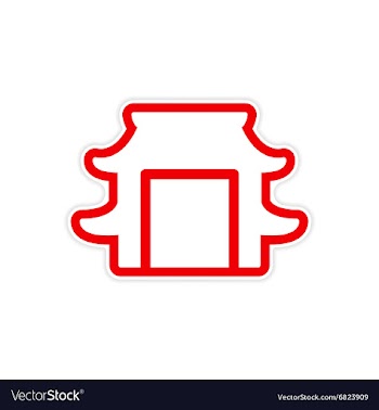 Sticker Japanese arch vector image