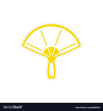 Sticker Japanese fan vector image