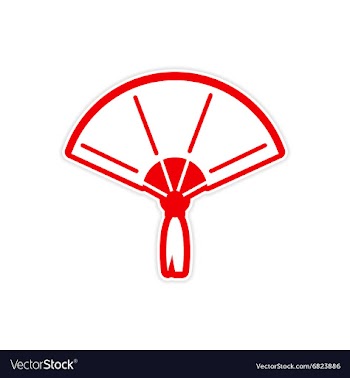 Sticker Japanese fan vector image