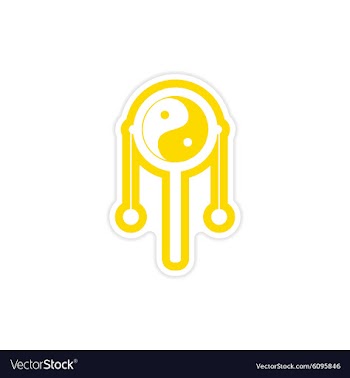 Sticker Japanese hand drum vector image