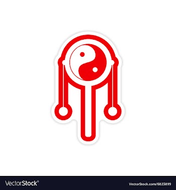 Sticker Japanese hand drum vector image