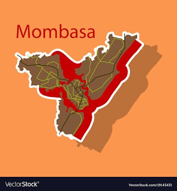 Sticker line art design - mombasa city map vector image