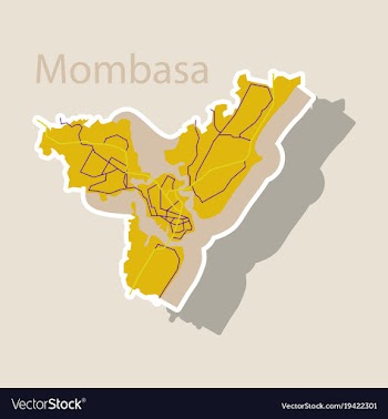 Sticker line art design - mombasa city map vector image