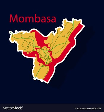 Sticker line art design - mombasa city map vector image