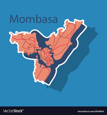 Sticker line art design - mombasa city map vector image