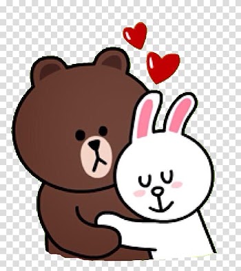 Sticker Line Friends Label Messaging apps, lovers sitting on the moon transparent background PNG clipart