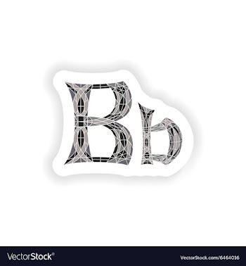 Sticker Low poly letter B in gray mosaic polygon vector image