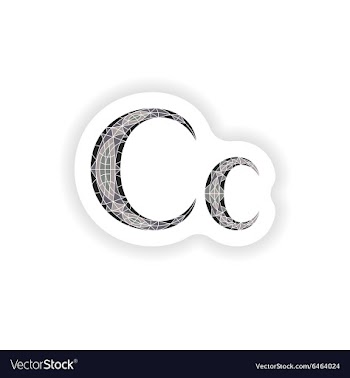 Sticker Low poly letter C in gray mosaic polygon vector image