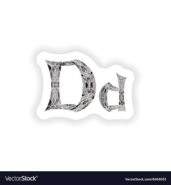 Sticker Low poly letter D in gray mosaic polygon vector image