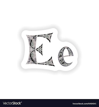 Sticker Low poly letter E in gray mosaic polygon vector image