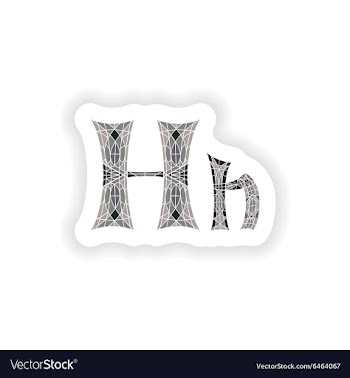 Sticker Low poly letter H in gray mosaic polygon vector image