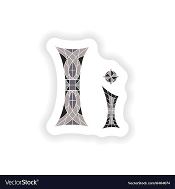 Sticker Low poly letter I in gray mosaic polygon vector image
