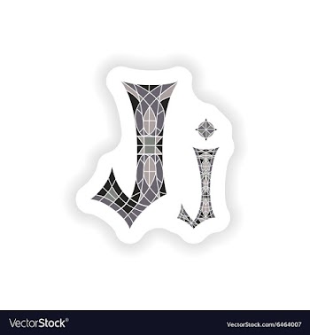 Sticker Low poly letter J in gray mosaic polygon vector image