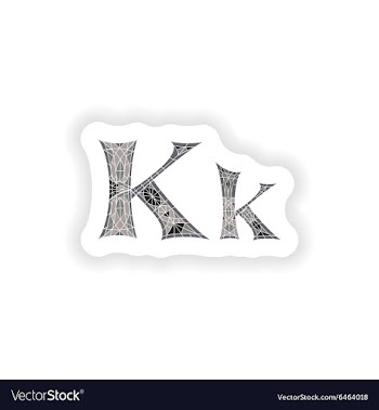 Sticker Low poly letter K in gray mosaic polygon vector image