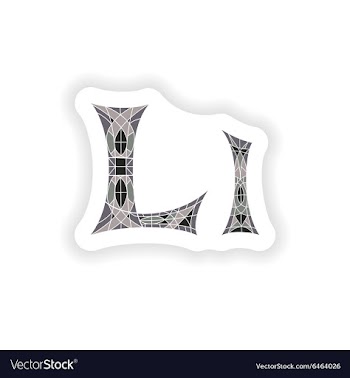 Sticker Low poly letter L in gray mosaic polygon vector image