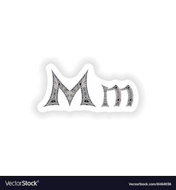 Sticker Low poly letter M in gray mosaic polygon vector image