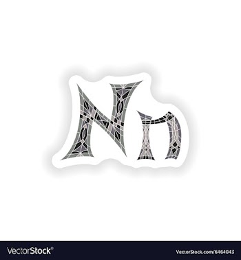 Sticker Low poly letter N in gray mosaic polygon vector image