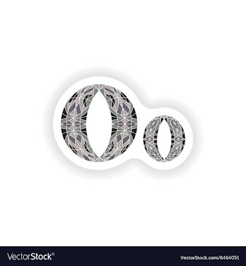 Sticker Low poly letter O in gray mosaic polygon vector image