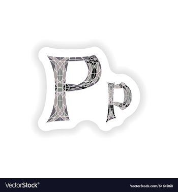 Sticker Low poly letter P in gray mosaic polygon vector image