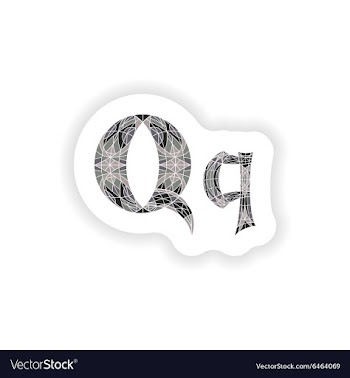 Sticker Low poly letter Q in gray mosaic polygon vector image