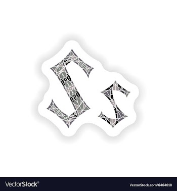 Sticker Low poly letter S in gray mosaic polygon vector image