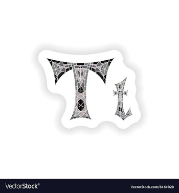 Sticker Low poly letter T in gray mosaic polygon vector image