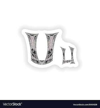 Sticker Low poly letter U in gray mosaic polygon vector image